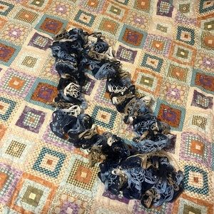 Blues & tan handmade scarf